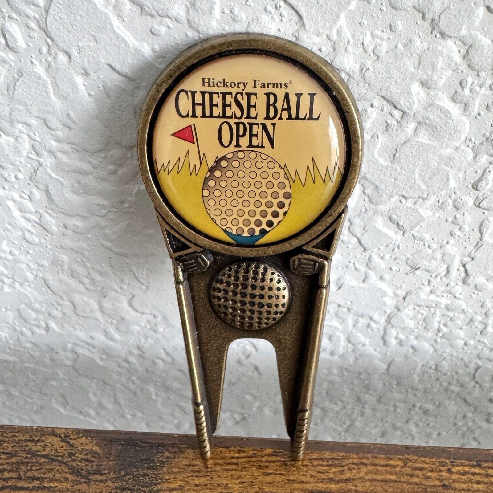 Hickory Farms CHEESE BALL OPEN Bronze Golf Divot Tool Vintage Golf Divot RARE