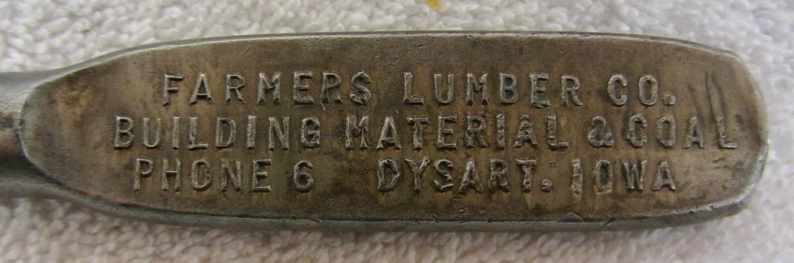 Vintage Antique DYSART IOWA Advertising SCREWDRIVER Farmers Lumber Phone # 6 USA