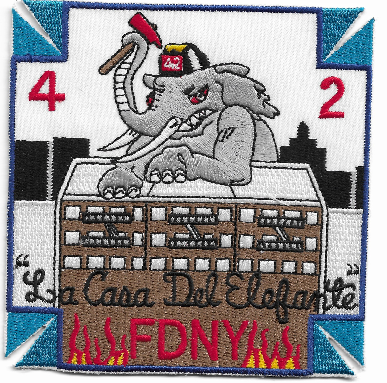 New York City  Ladder - 42 "La Casa Del Elefante" (3.75" x 3.75") fire patch