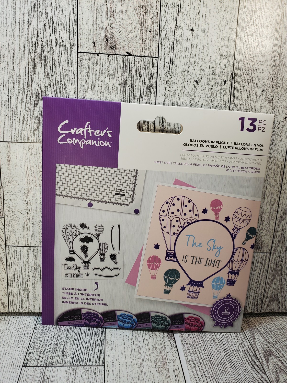 CST1 Crafters Companion Hot Air Balloons In Flight Photopolymer 13pc Stamp Set