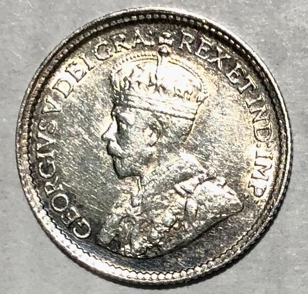 1919 5 CENTS SILVER CANADIAN KING GEORGE V COIN