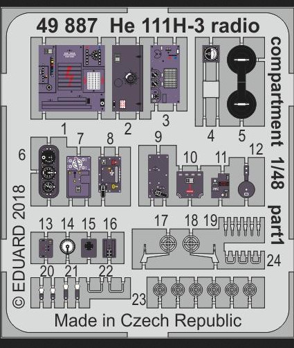 Eduard 1/48 photoetched detail for He 111H-3 radio compartment by ICM - 49887