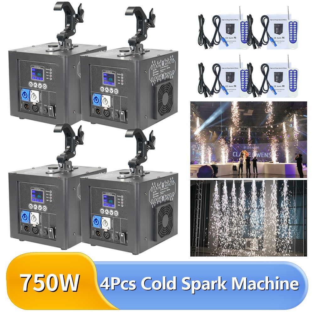 4PCS Black 800W Inverted Hanging Waterfall DMX512 Fireworks Cold Spark Machine