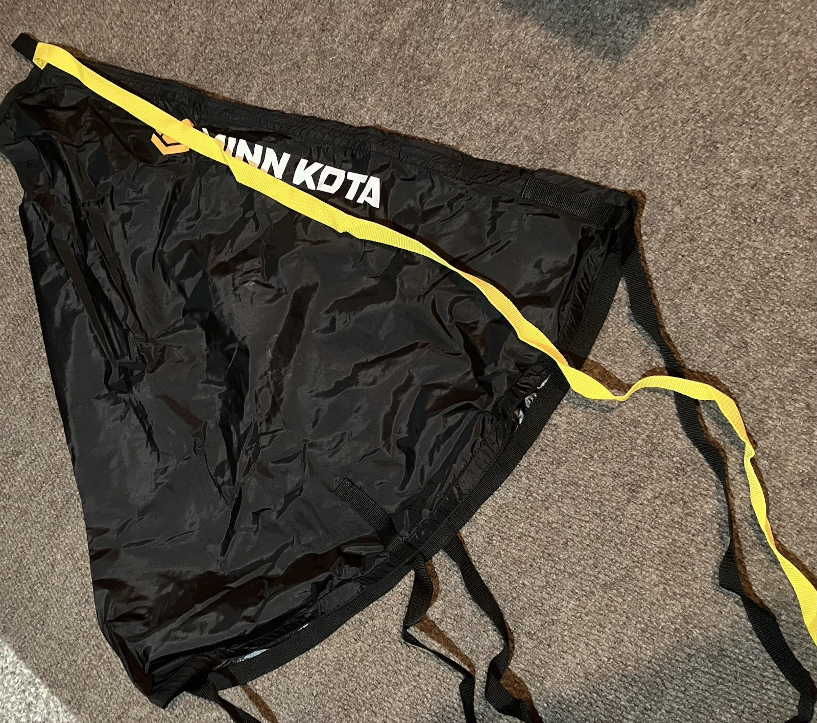 Minn Kota Black & Yellow drift sock for boat control.