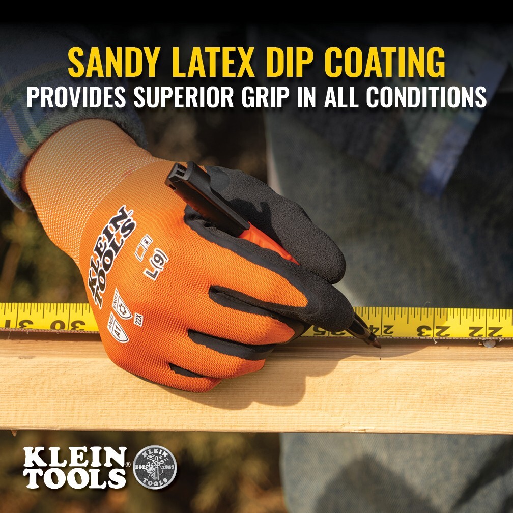 Klein Tools 60837 Winter Knit Dipped Gloves, Cut Level A1, Touchscreen, X-Large