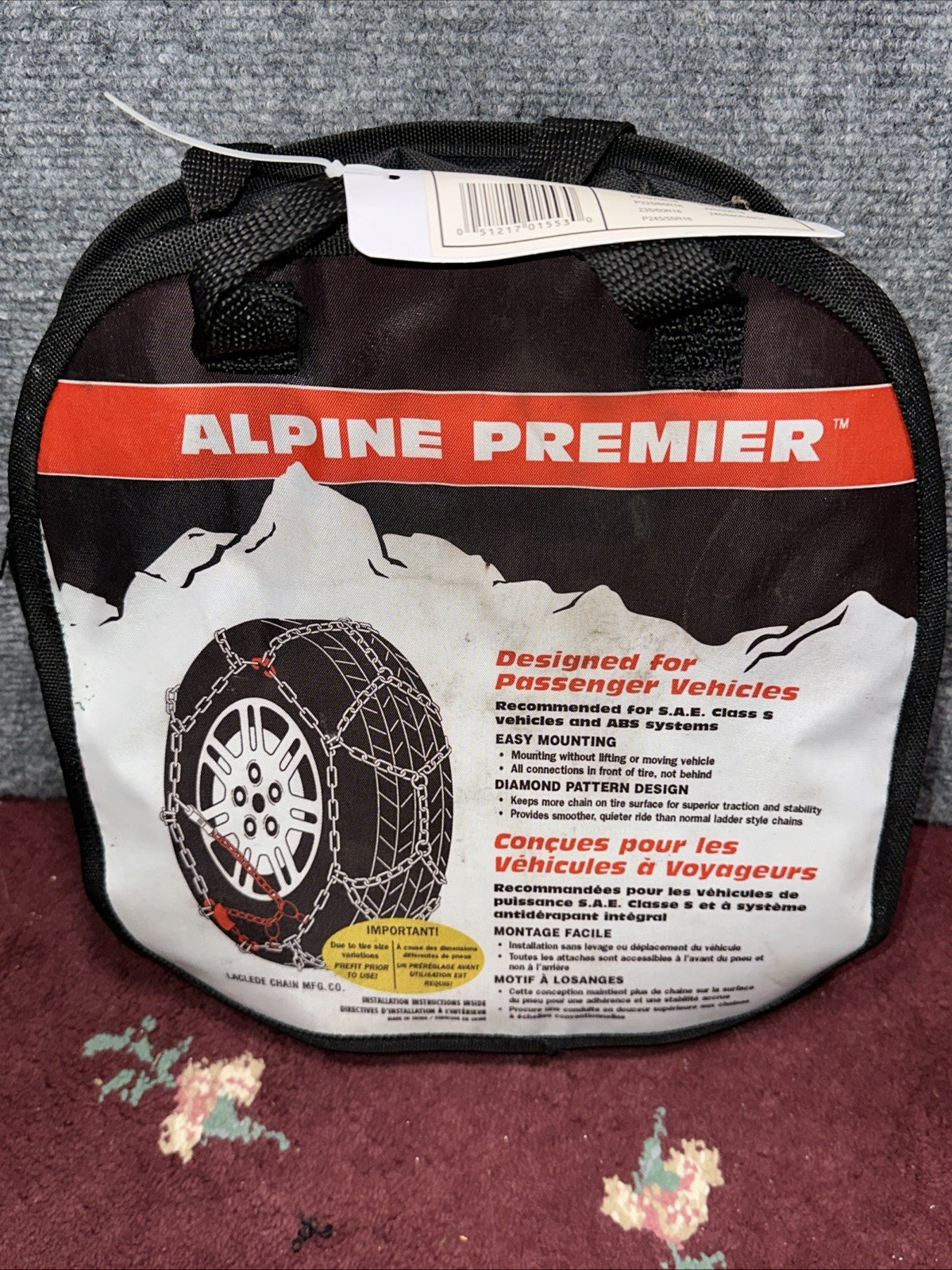 1553 7021-553-07 Alpine Premier Diamond Pattern Tire Chains, 1 Pair - Open Box