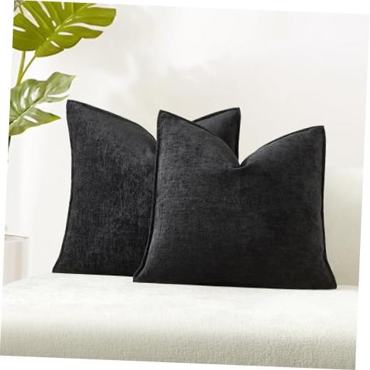 22x22 Throw Pillow Covers Set of 2 Decorative 22" x 22" (Pack of 2) Black