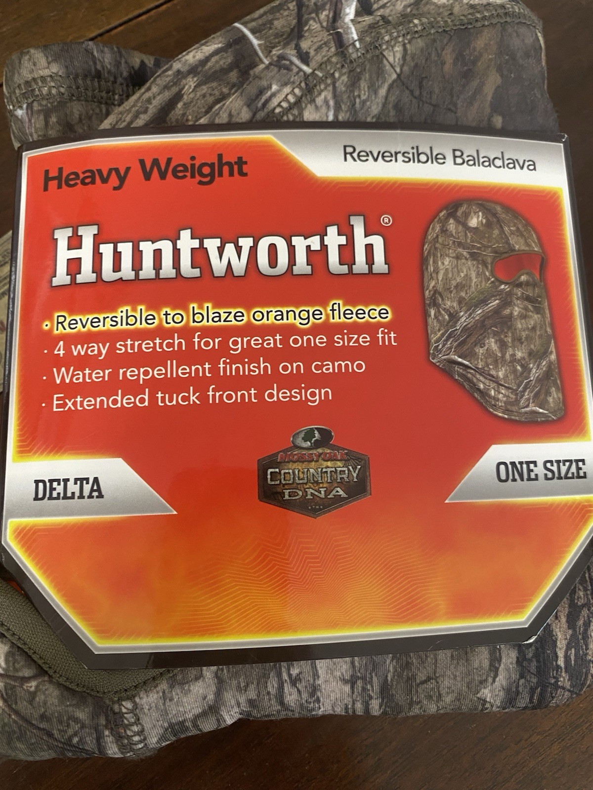 Huntworth Delta Heavyweight Balaclava OS hunting camo/blaze orange fleece