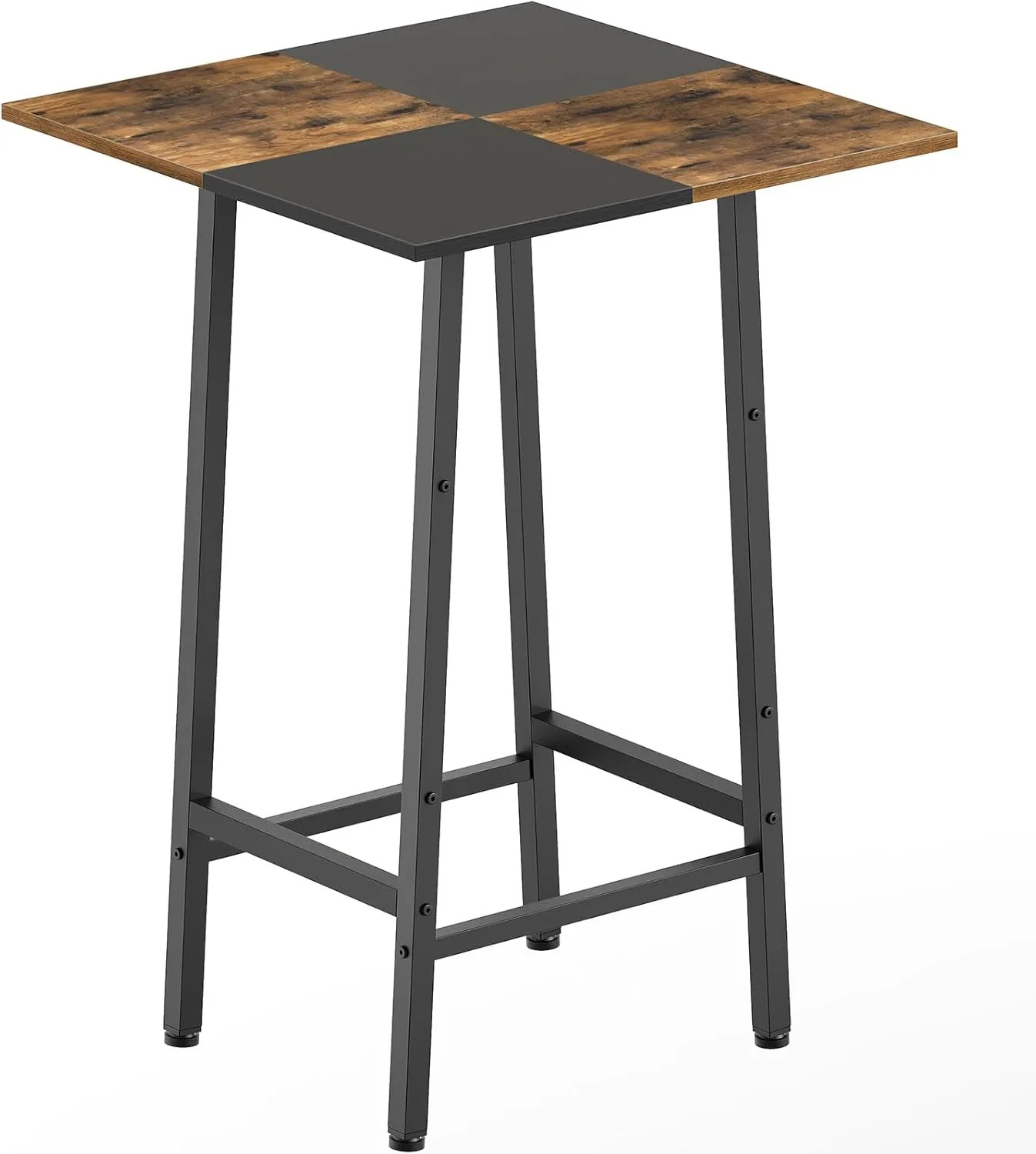 Rustic Brown And Black Bar Table Kitchen Dining Pub Counter Height Breakfast...