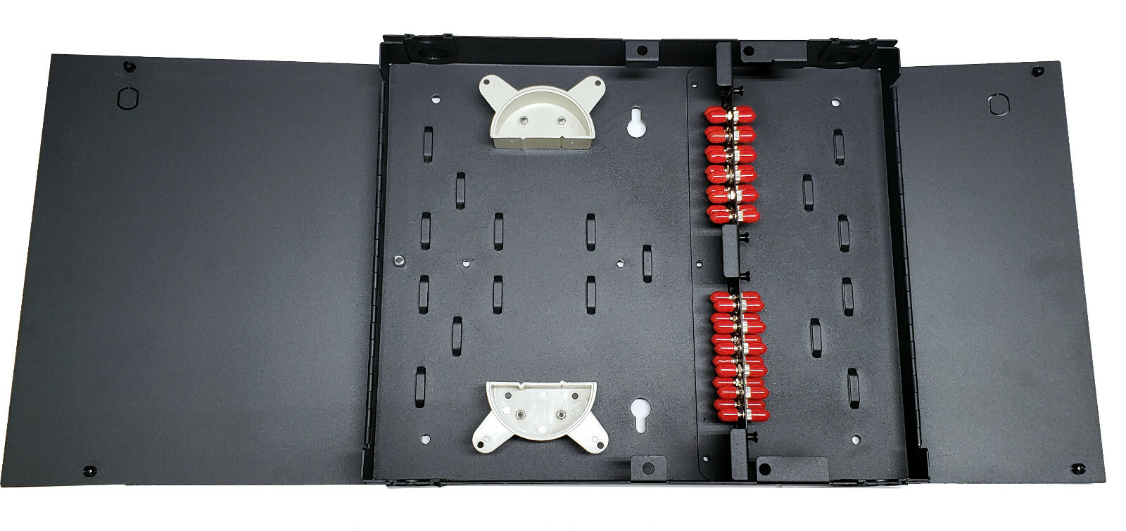 24 Fiber Dual Door Wall Mount w/ 24 ST Adapters, Patch Only Singlemode/Multimode