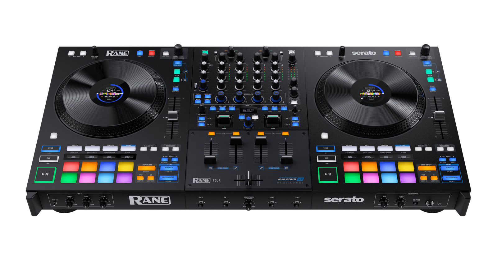 Rane FOUR Advanced 4-Channel Stems DJ Controller Bundle w/ Black Case + XLRs