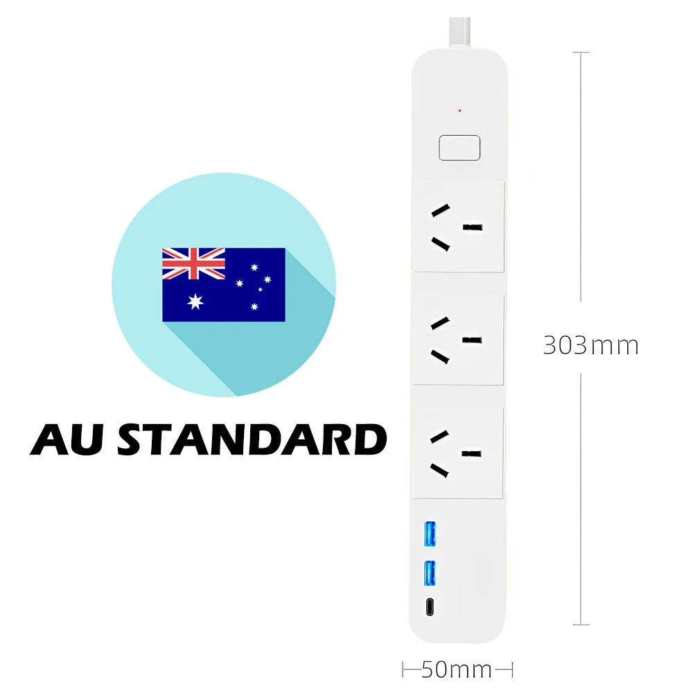 Melery Tuya WiFi Smart Power Strip AU Plug Socket USB TypeC for Google Alexa Use