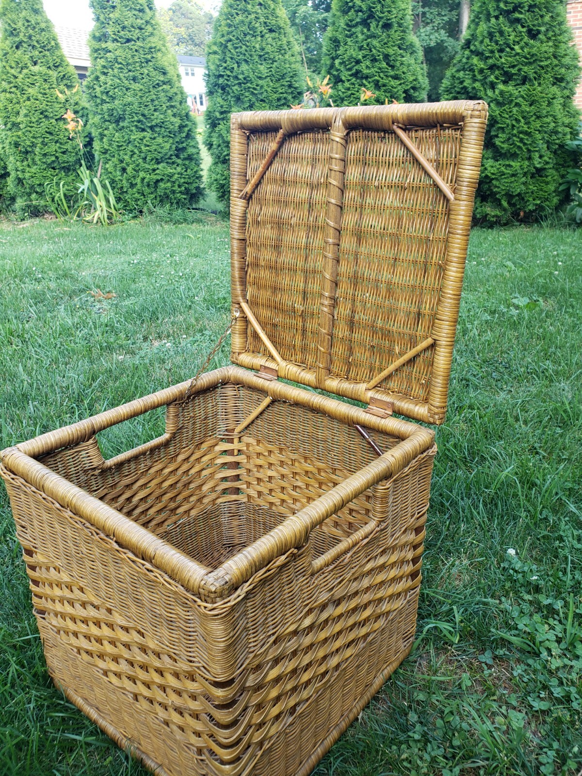 Vintage Rattan Wicker Chest/Table