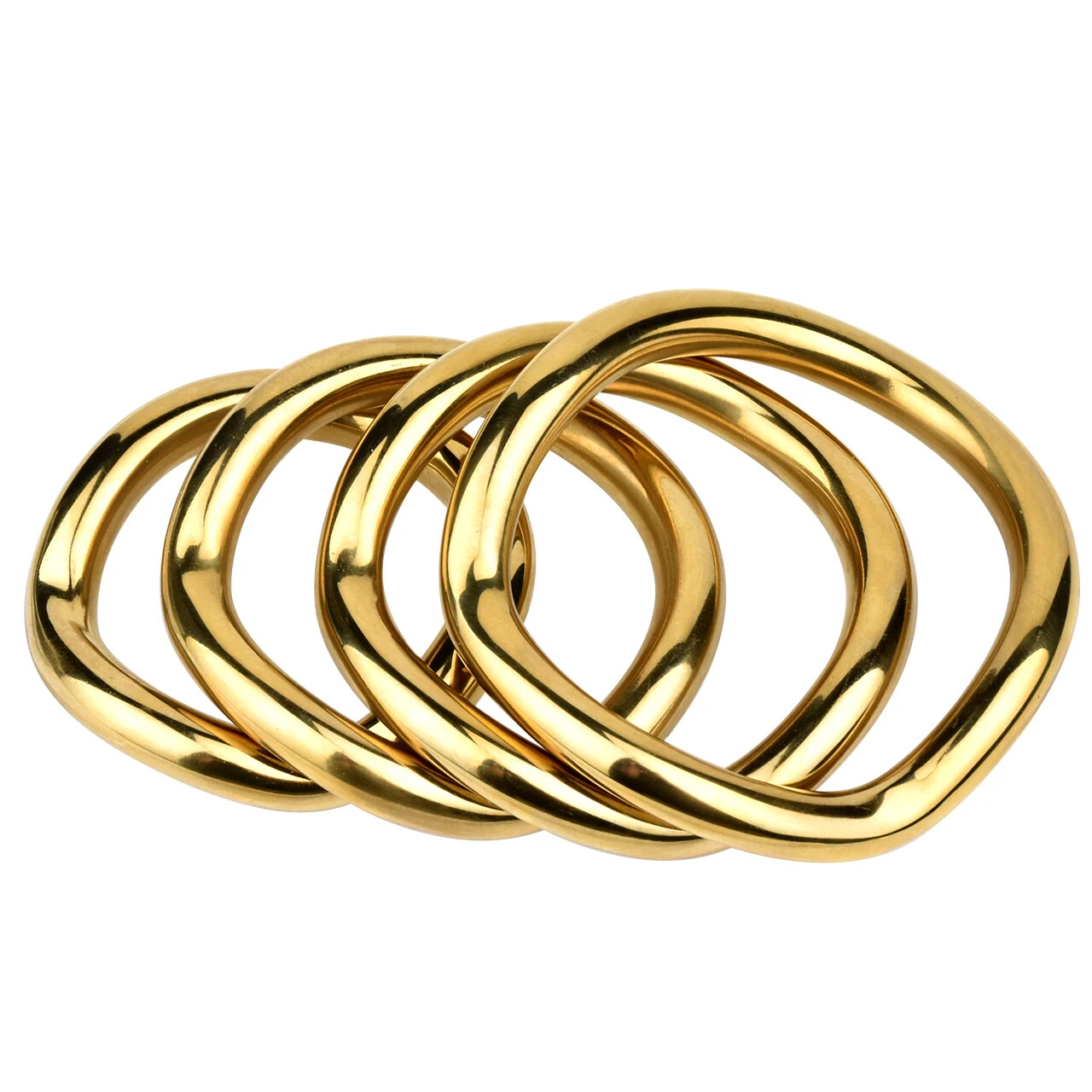 Chrome Golden Metal Rings Delay Ejaculation Curved Rings for Men Ball Stretcher