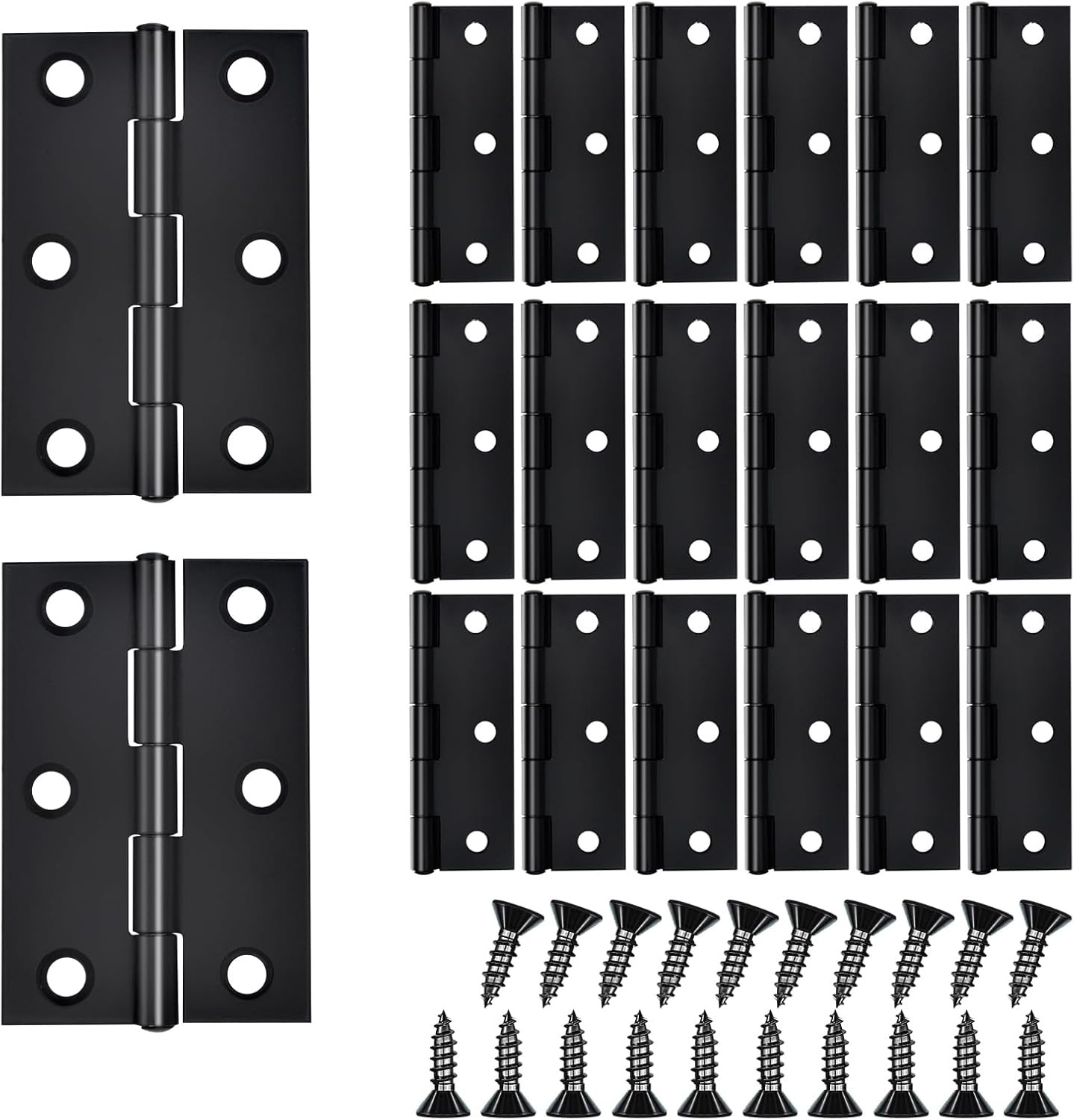 20-Piece 2.5 inch Door Hinge Set - Stainless Steel Cabinet Hinges Black with ...