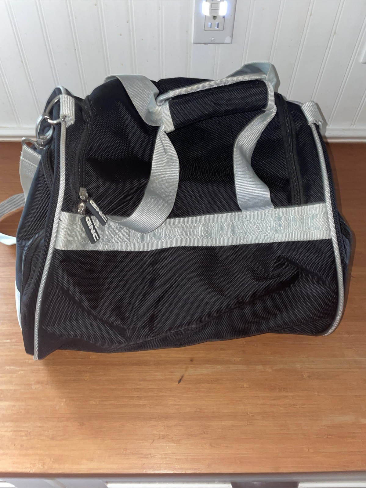 GNC Live Well Duffle Bag Black Gray Handles Adjustable Strap LOGO