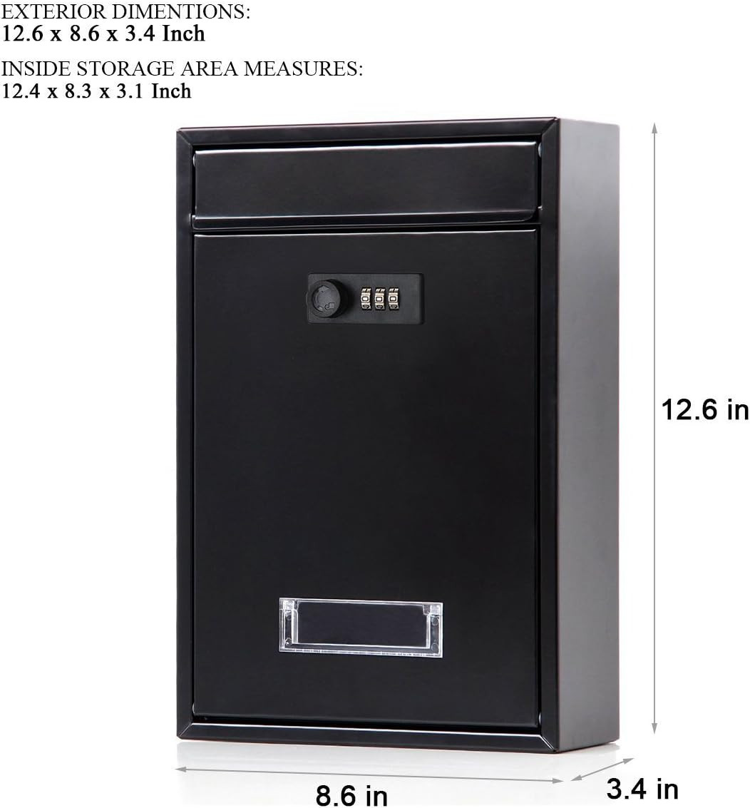 Locking Mailbox Wall Mounted Vertical- Mail Boxes with Combination Lock Large C