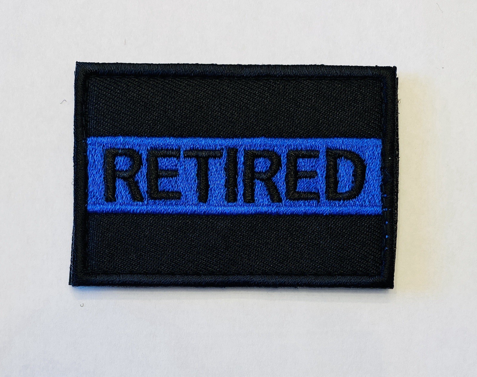 POLICE RETIRED THIN BLUE LINE MILITARY HOOK & LOOP EMBROIDERED  PATCH