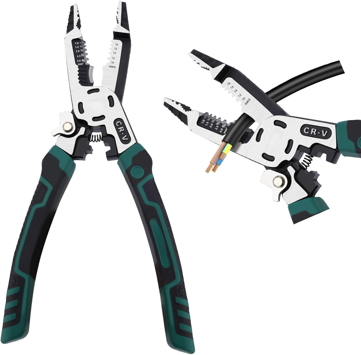Wire Stripper Crimper Cutter 10-In-1, 10-18 AWG CR-V Pliers