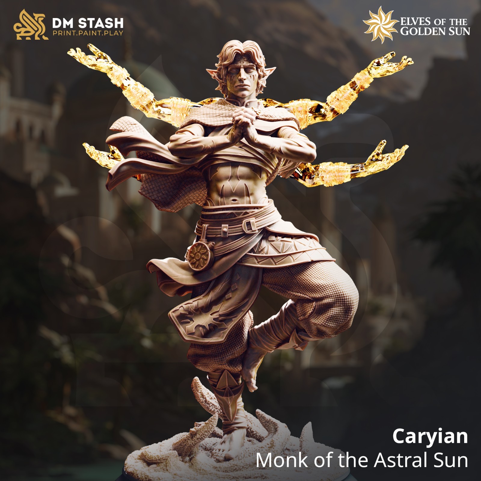 Dungeons & Dragons Elf Monk Miniature - Caryian - TTRPG DnD RPG Wargames