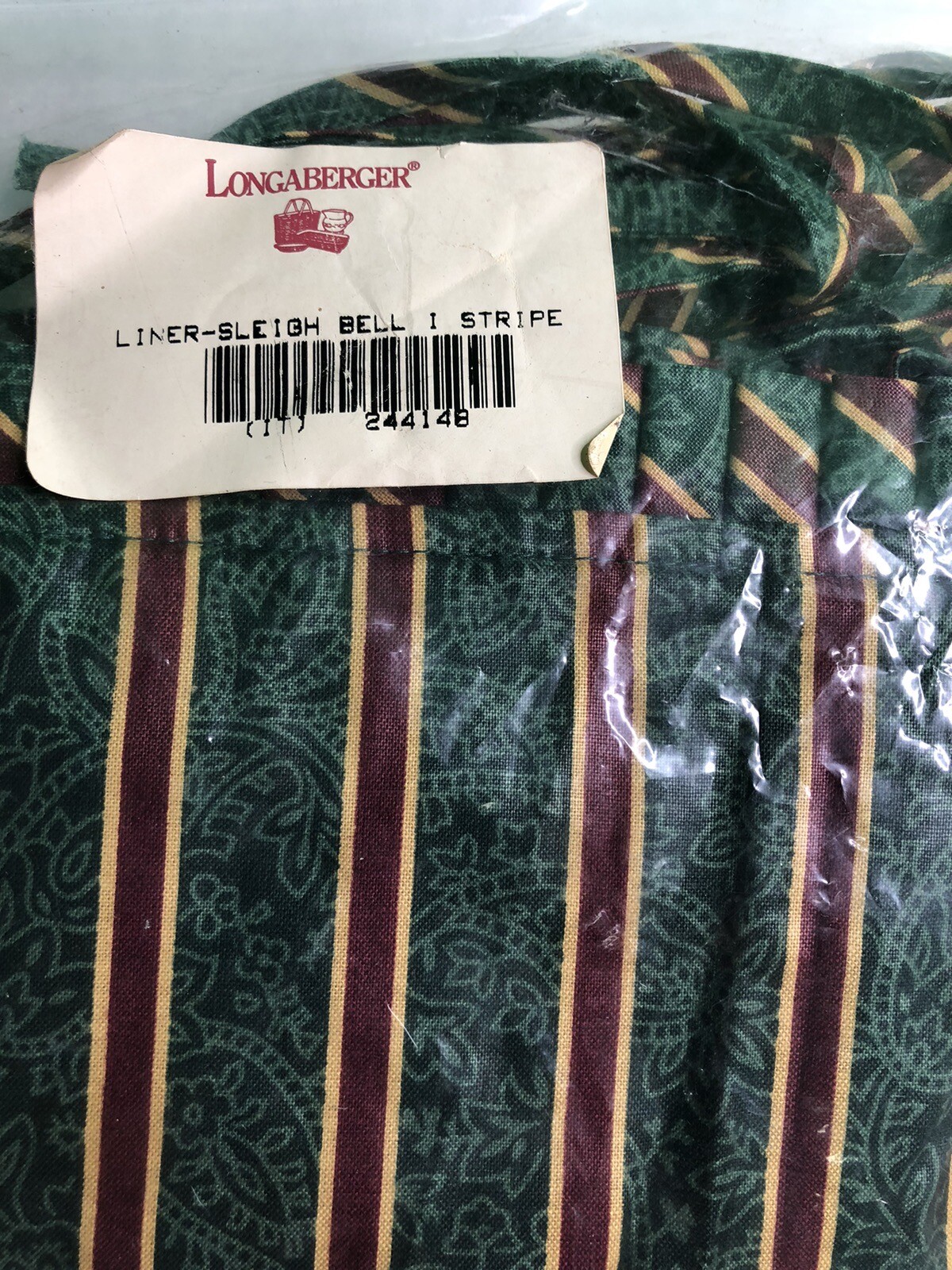 Longaberger SLEIGH BELL Imperial Stripe Fabric Basket Liner Item #244148 New
