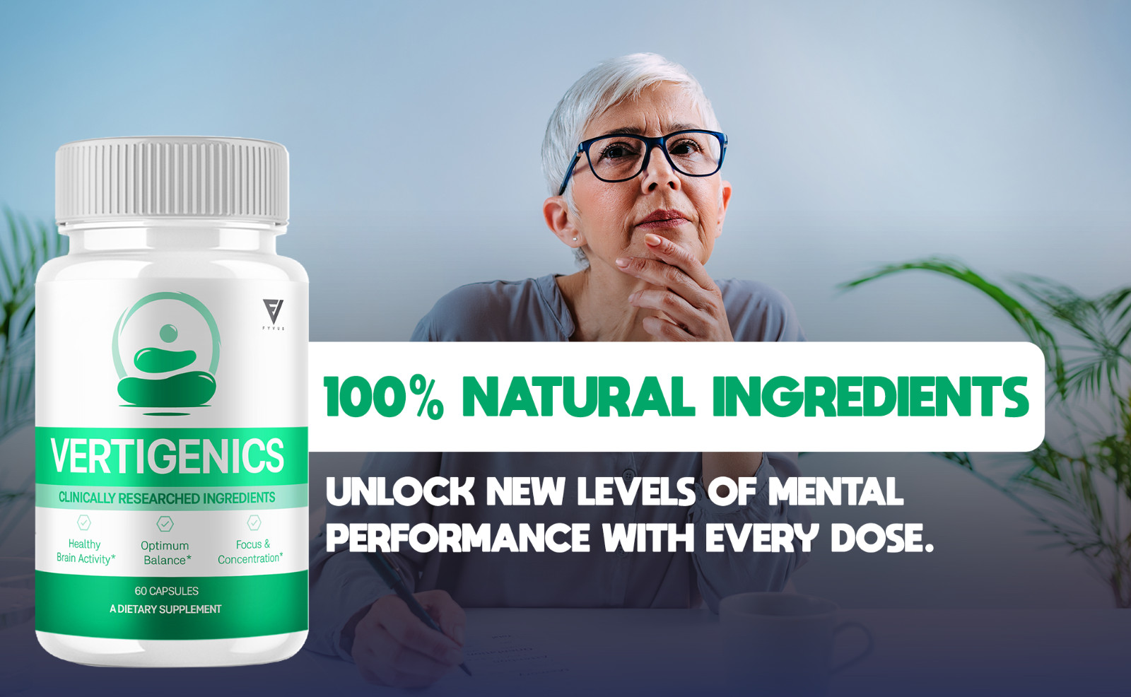 (5 Pack) Vertigenics Brain and Nootropic Supplement Vertigenix (300 Capsules)
