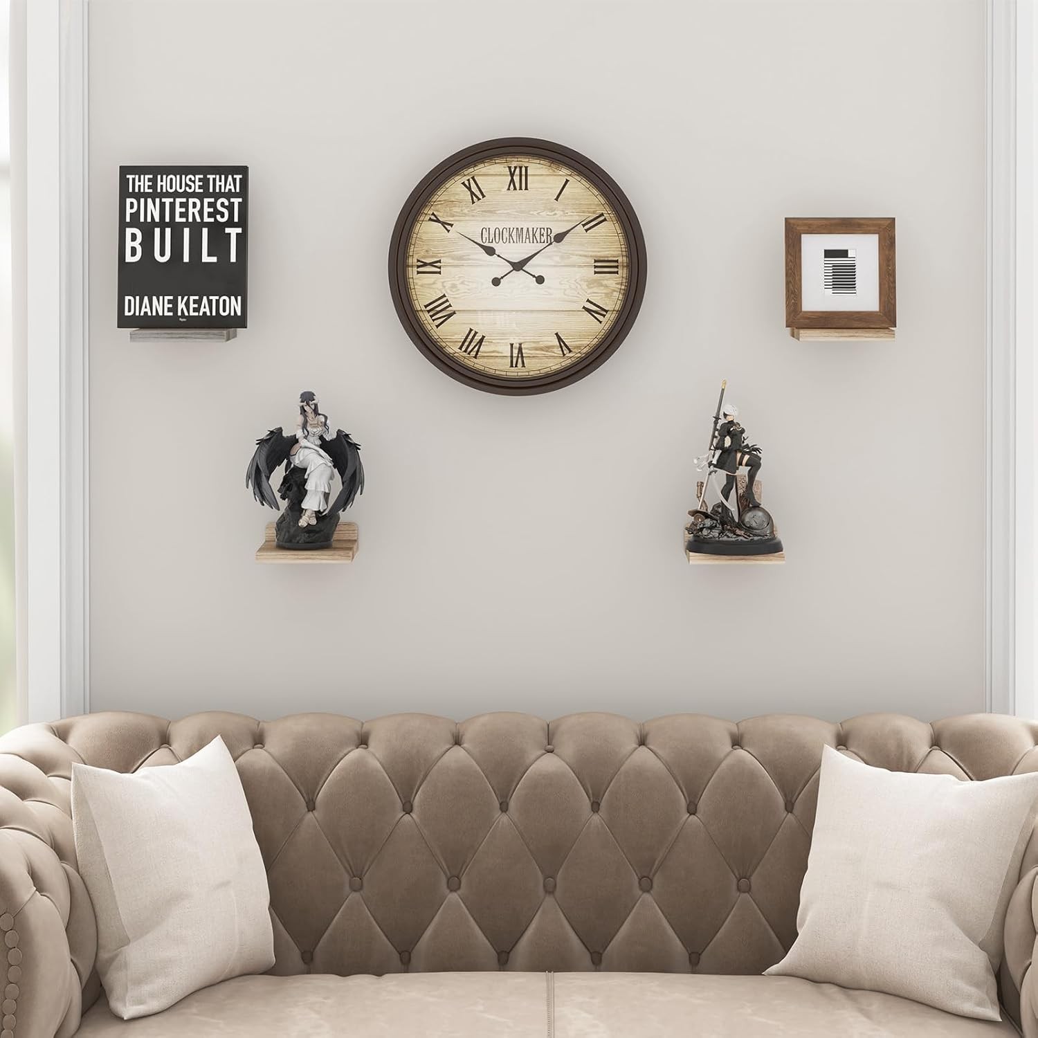 Fixwal Floating Shelves for Wall, Rustic Wood Small Small, Carbonized Black