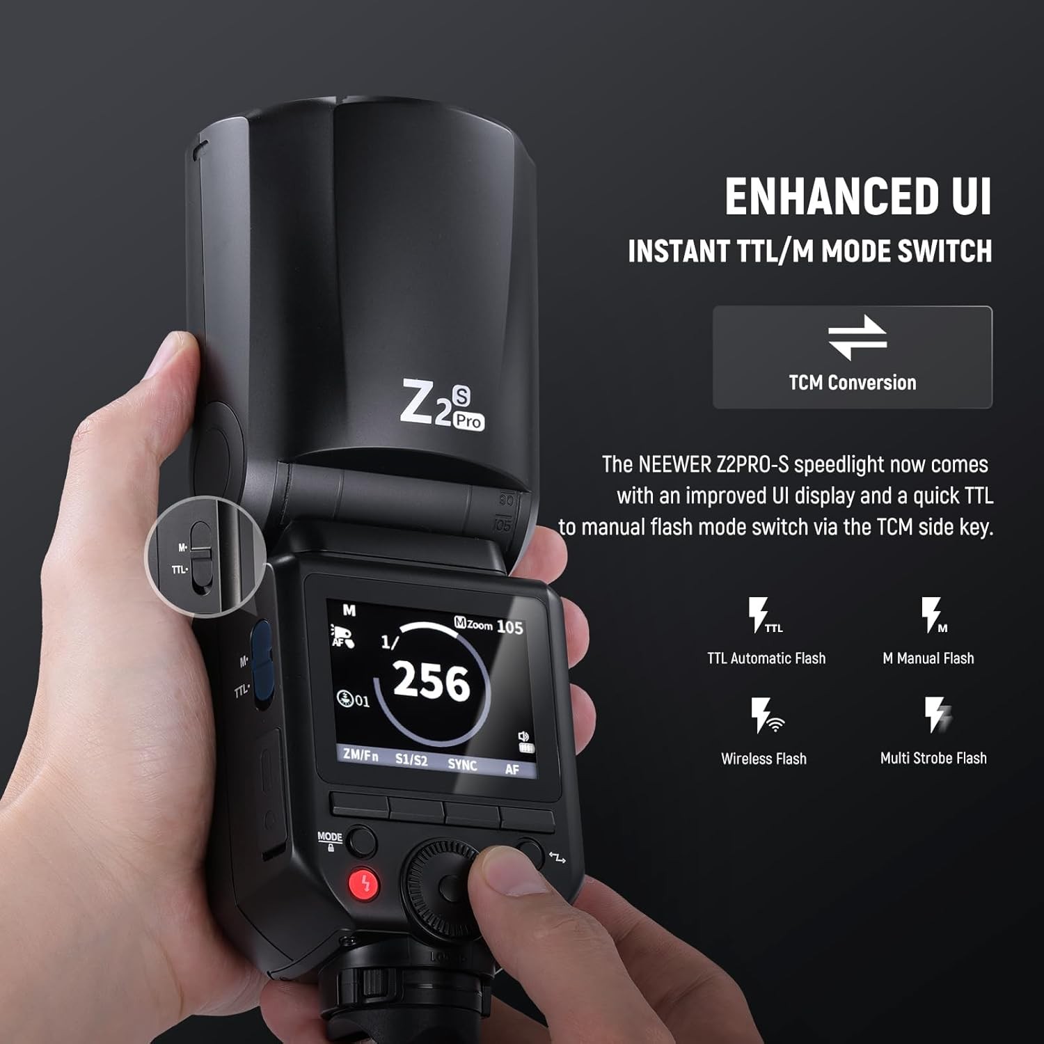 NEEWER Z2PRO Z2 Pro 2.4GHz TTL HSS Flash Light Speedlite for Canon Nikon Sony