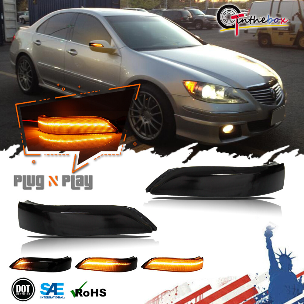 Sequential Amber Front Side Mirror Lamps For 08-13 Honda Accord & 06-09 Acura RL