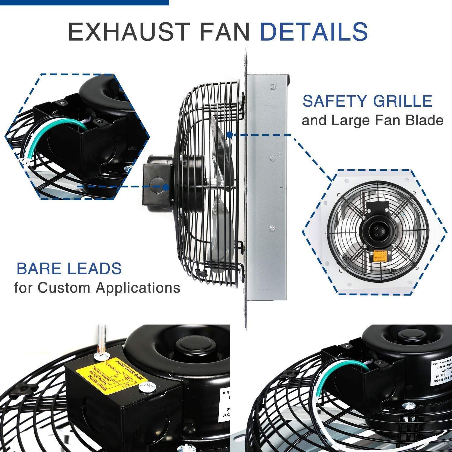 12" Shutter Exhaust Fan + Temp Control & Cord Kit, Ventilation Solution