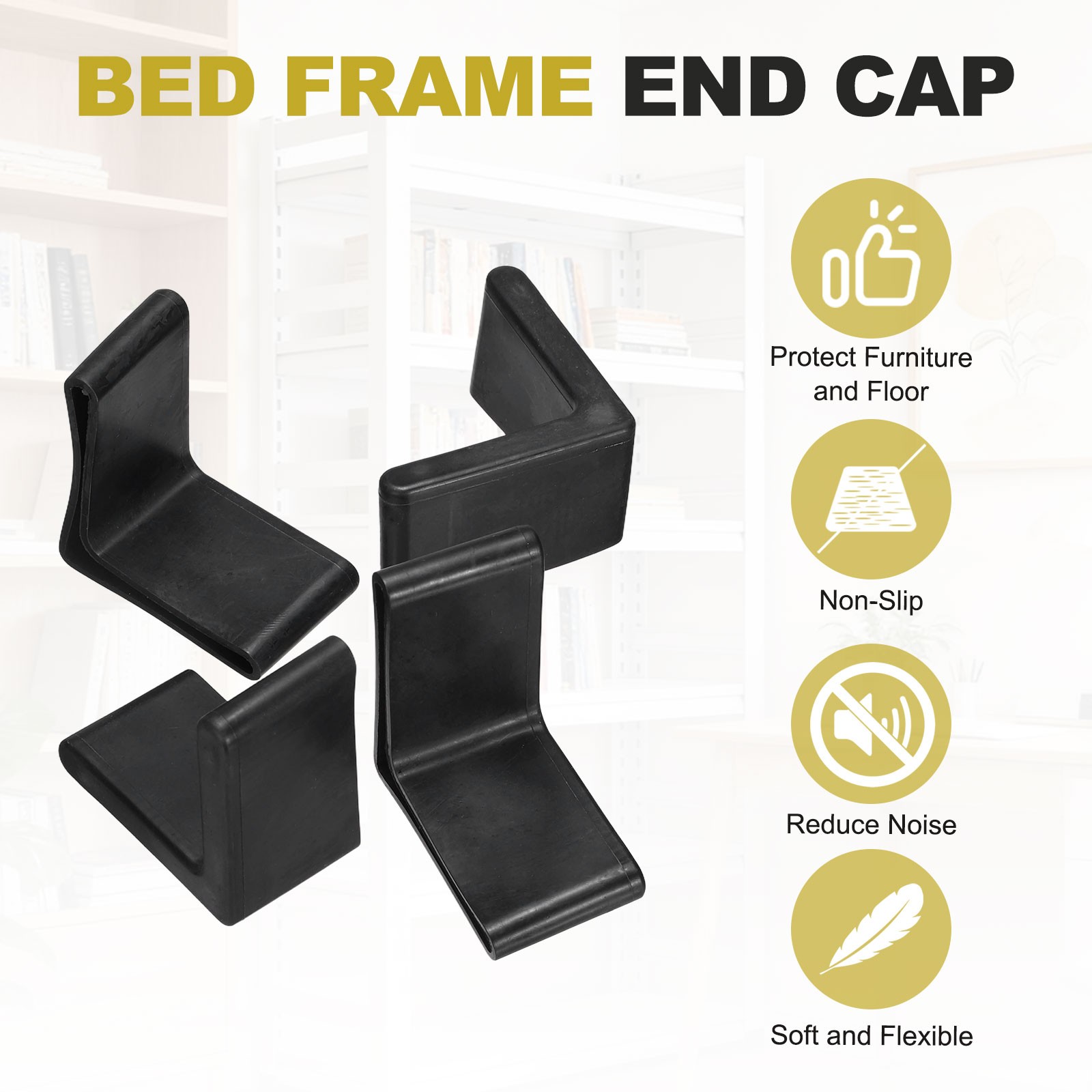 2Pcs 3" Bed Frame End Cap, Angle Iron Foot Pad Leg Protector, Black