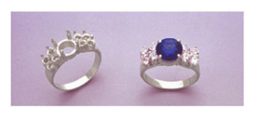 8mm Round Pyramid w/(8) 3mm Accents Ring Setting Size 7