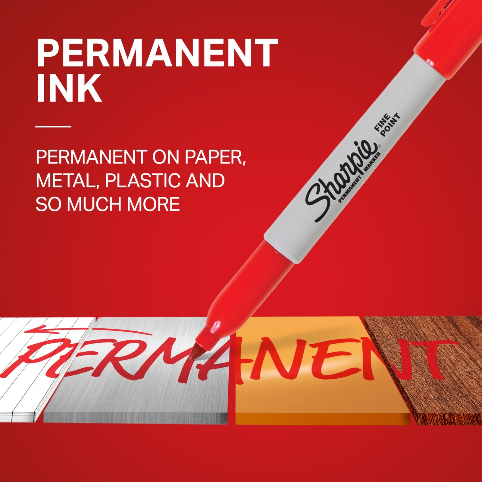 Sharpie Permanent Markers 12 Count Red Fine Tip Quick Dry Resists Water Fading