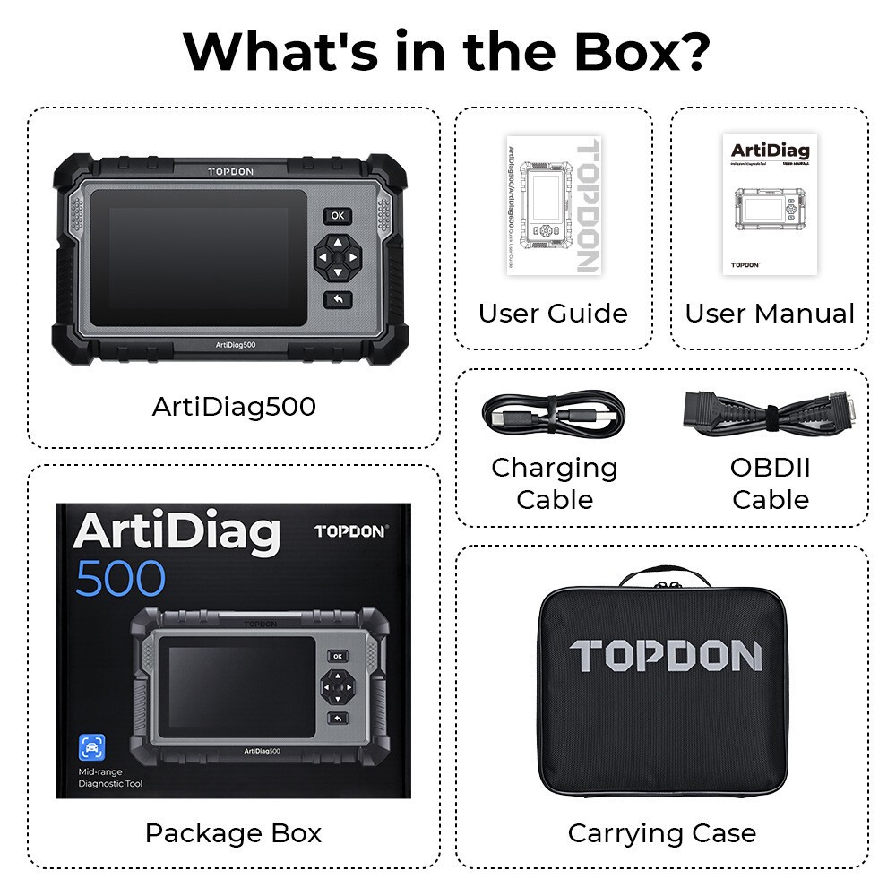 TOPDON AD500 OBD2 Scanner Engine Transmission ABS SRS Diagnostic Code Reader FCA