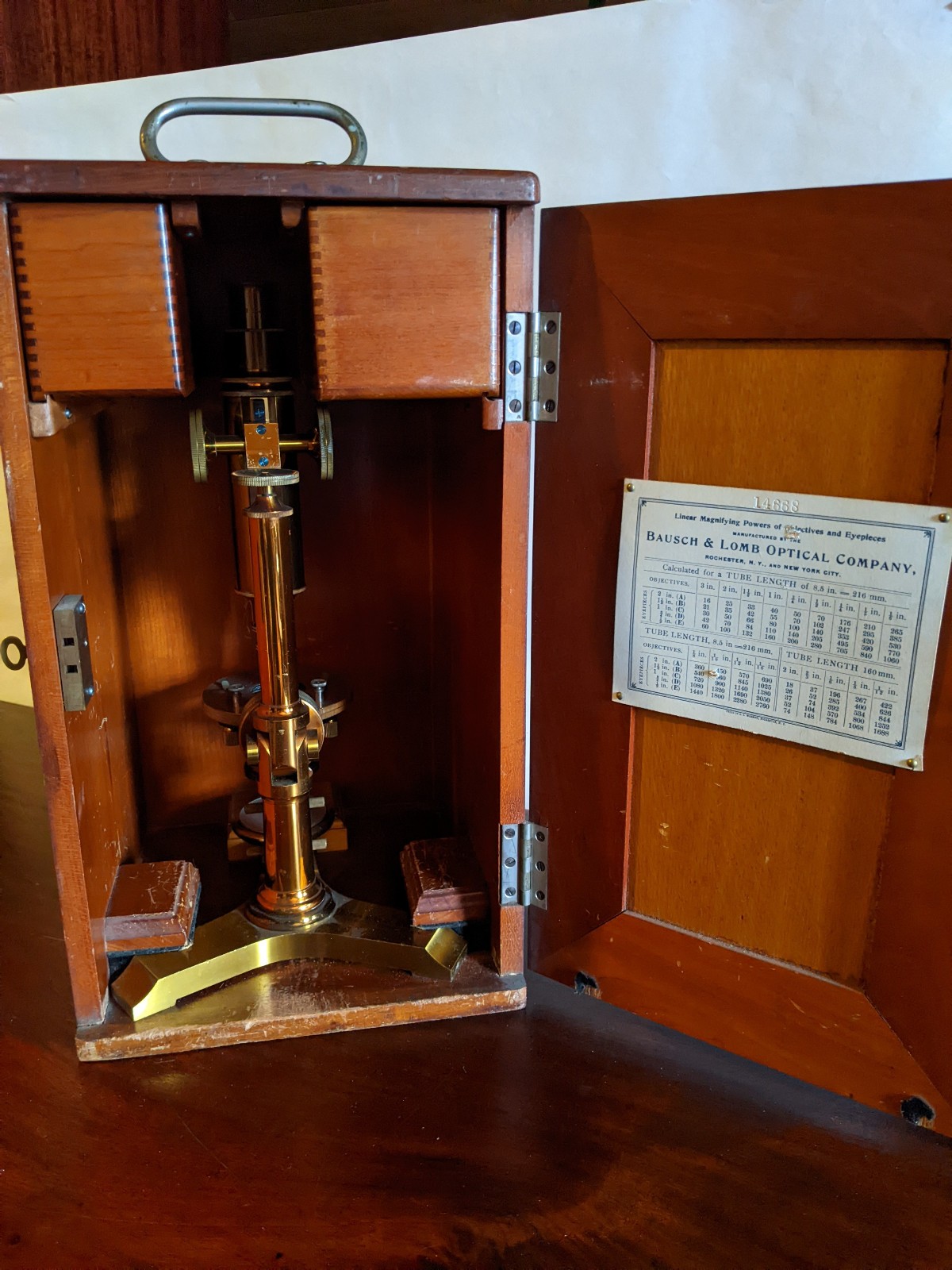 Antique Bausch & Lomb microscope, c. 1894