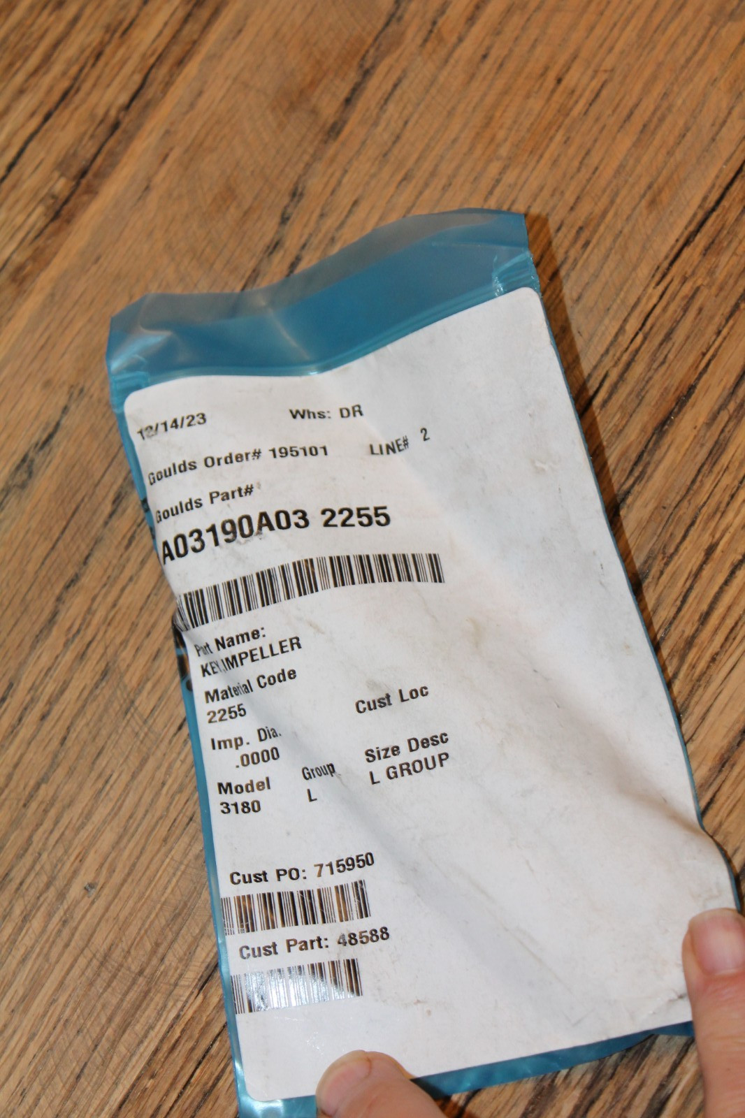 Goulds Pump A03190A03-2255 IMPELLER KEY	3180 PUMP