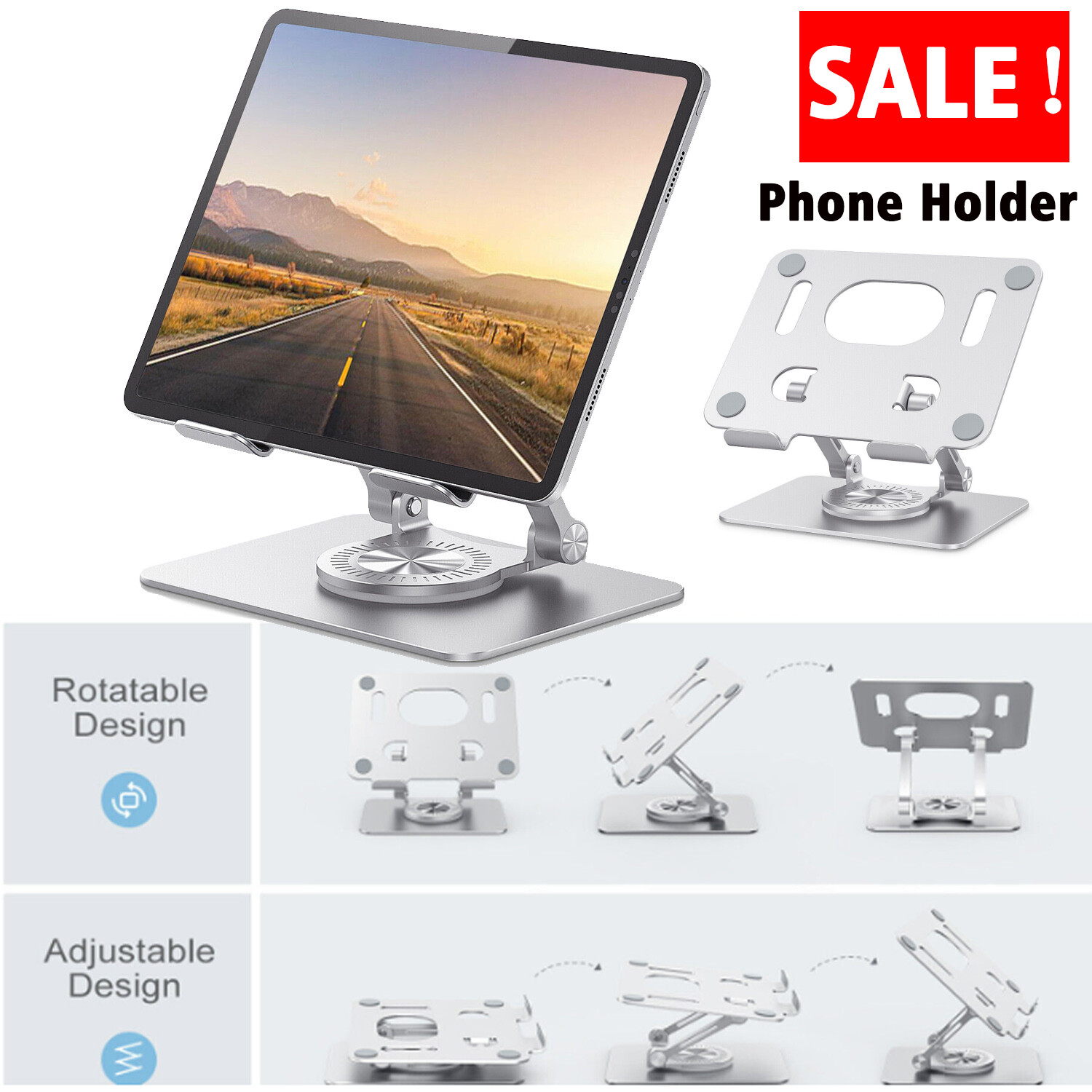 360° Swivel Rotation Cellphone Holder Tablet Desktop Stand Mount For iPhone iPad