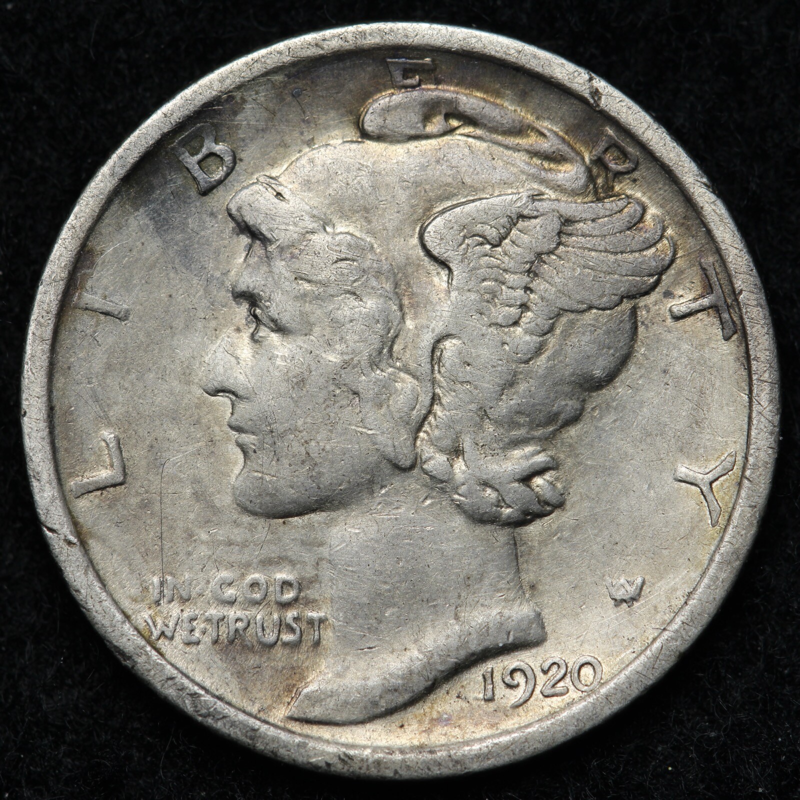 1920-S Mercury Silver Dime XF+ E121 RSCN
