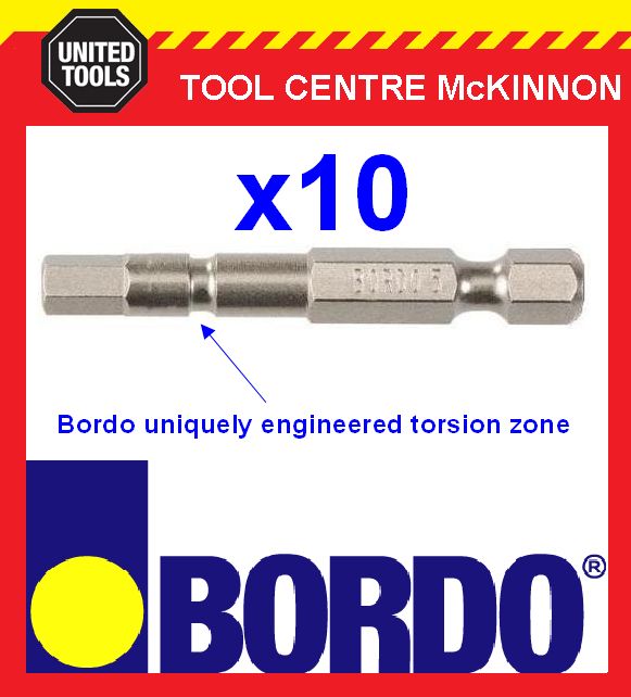 10 x BORDO IMPACT HX5 X 50mm POWER INSERT BITS – GREAT FOR IMPACT DRIVERS!