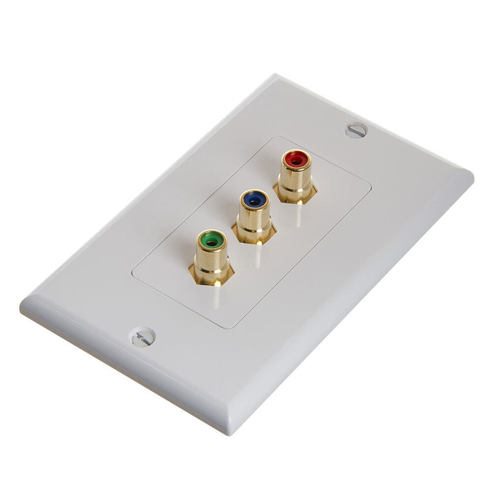 4 Pack 3 RCA Wall Plate Three RCA Component Faceplate Cable Coupler WallPlate