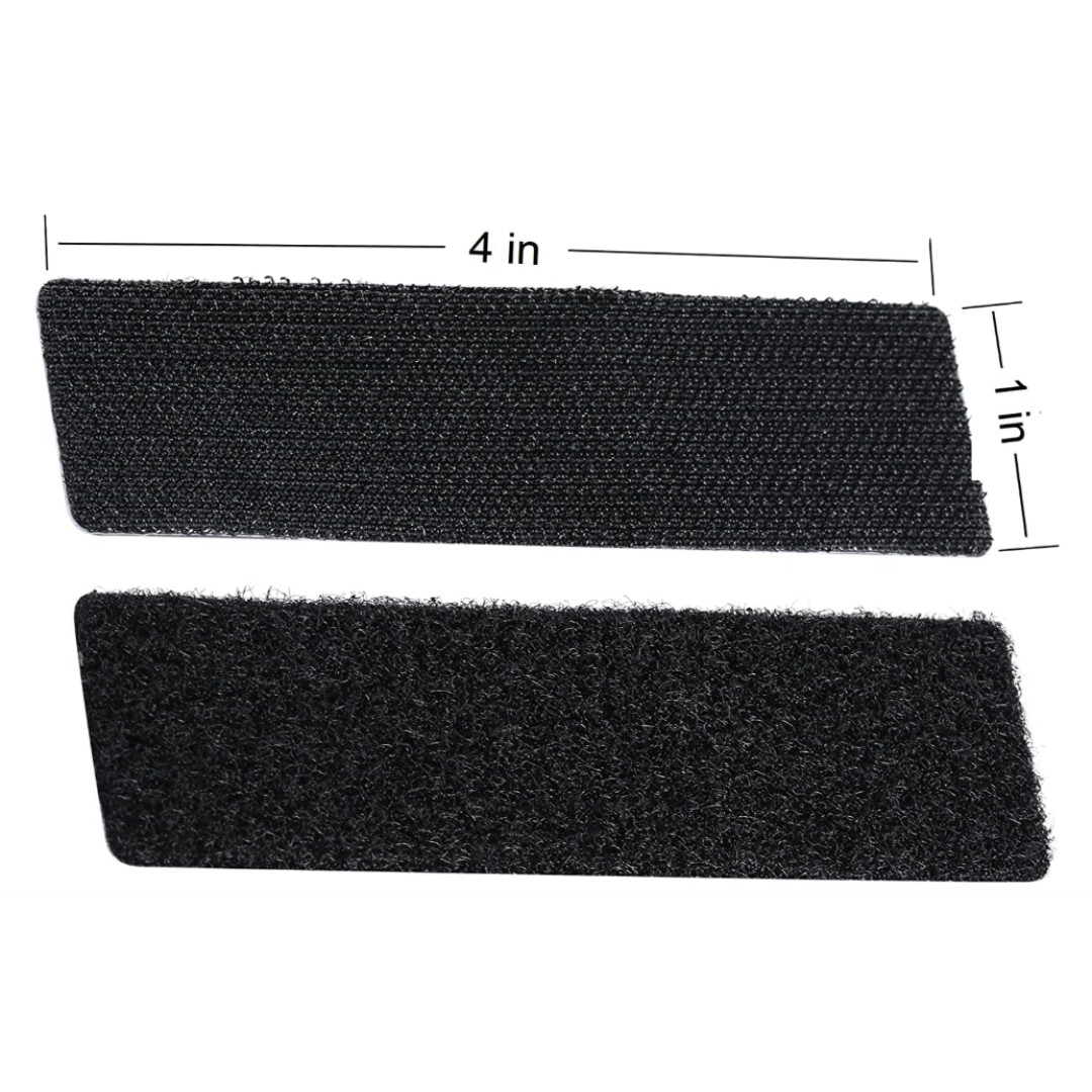 20 Sets Heavy Duty Hook & Loop Adhesive Strips 1x4” Black Sticky Back Fastener