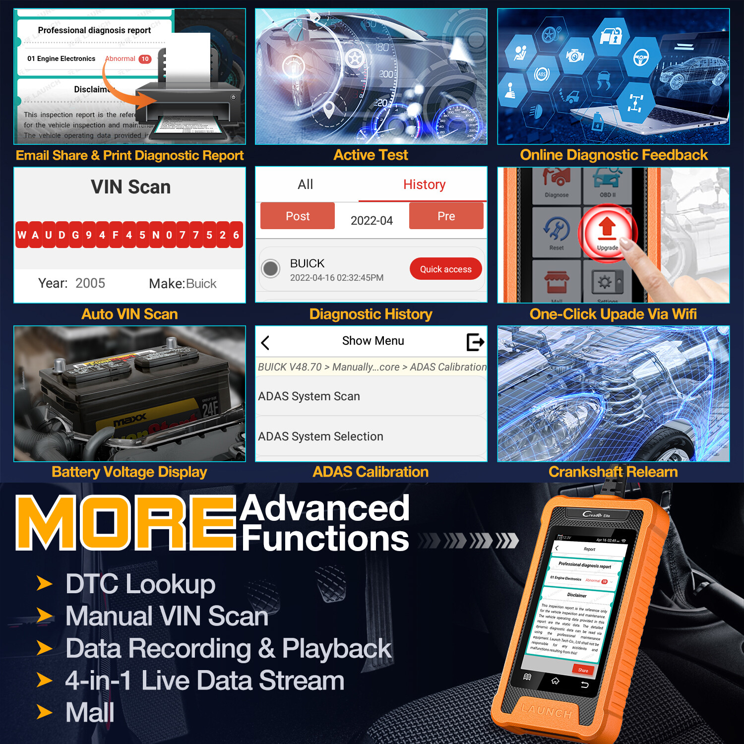 2025 LAUNCH Creader Elite for GM Car OBD2 Diagnostic Tool Scanner ECU Key Coding