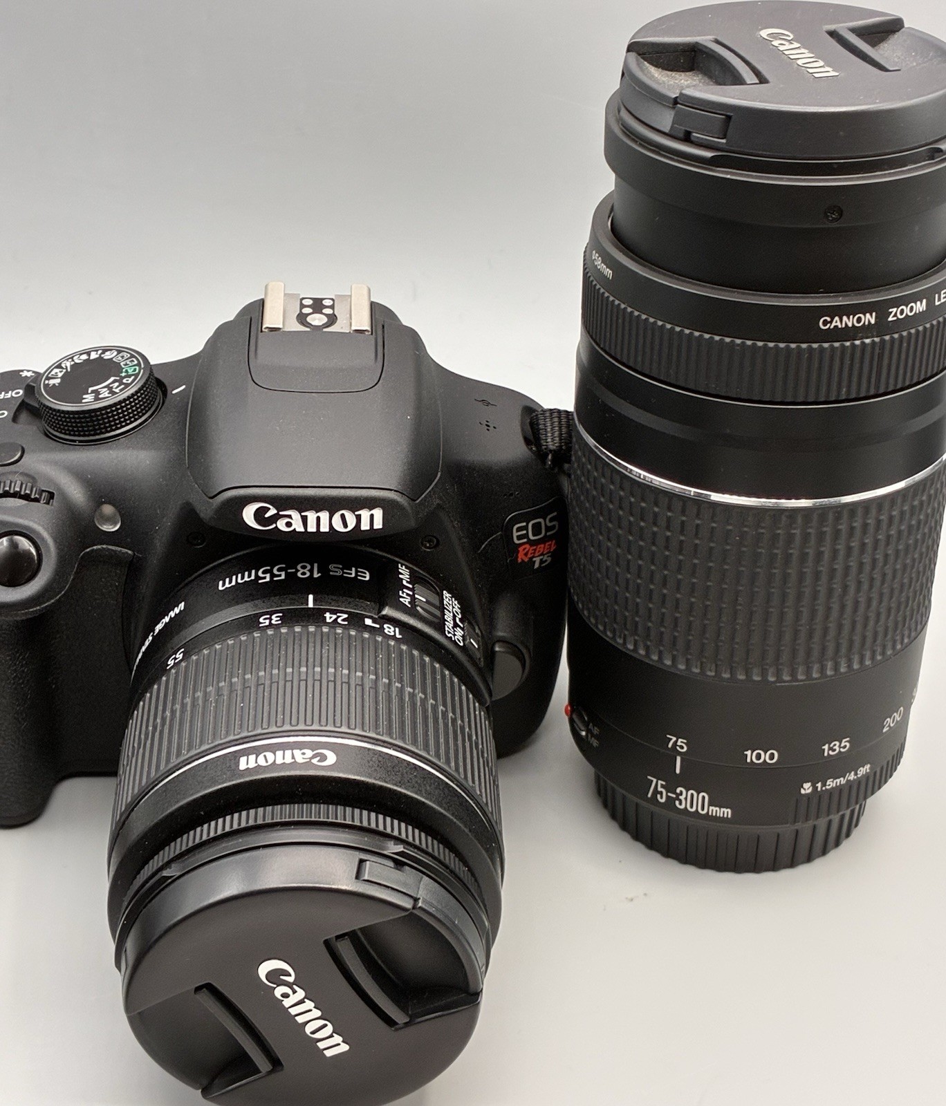 Canon EOS Rebel T5 DSLR Bundle w/ Canon 18-55mm & 75-300mm Lenses