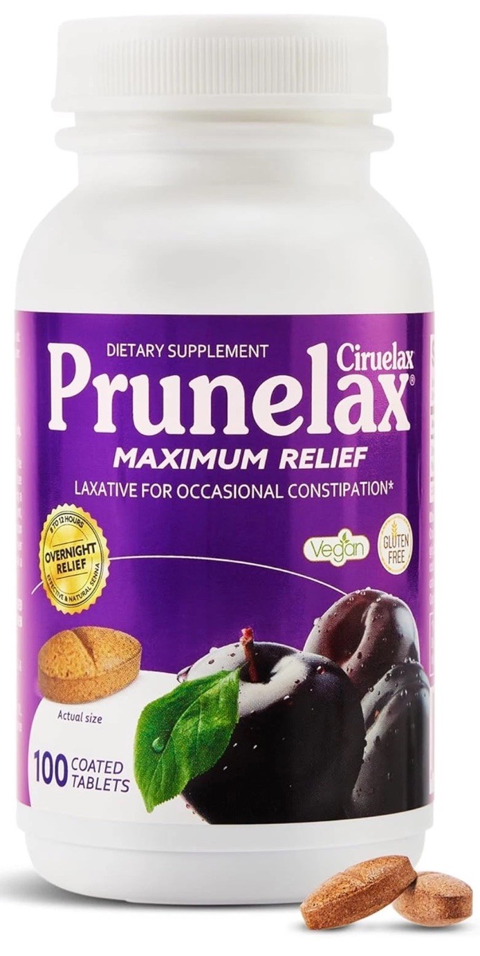 Prunelax Ciruelax Laxative Tablets Senna Extract Vegan Gluten-Free 100 Ct