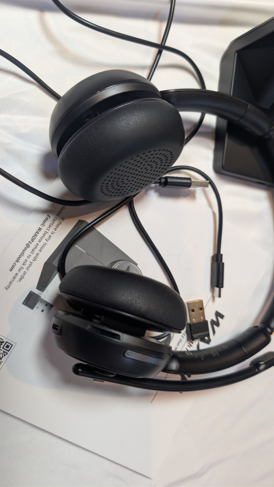 Waxop Wireless Headset For Work With Microphone And Noise Cancelling Black