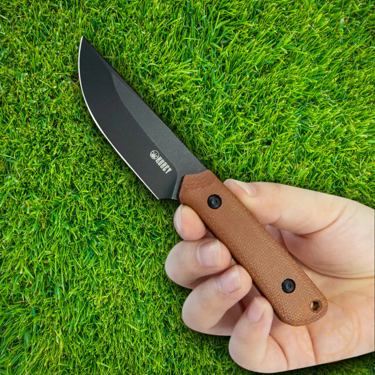 Kubey Thorn Fixed Knife 2.88" 14C28N Sandvik Steel Blade Brown Micarta Handle