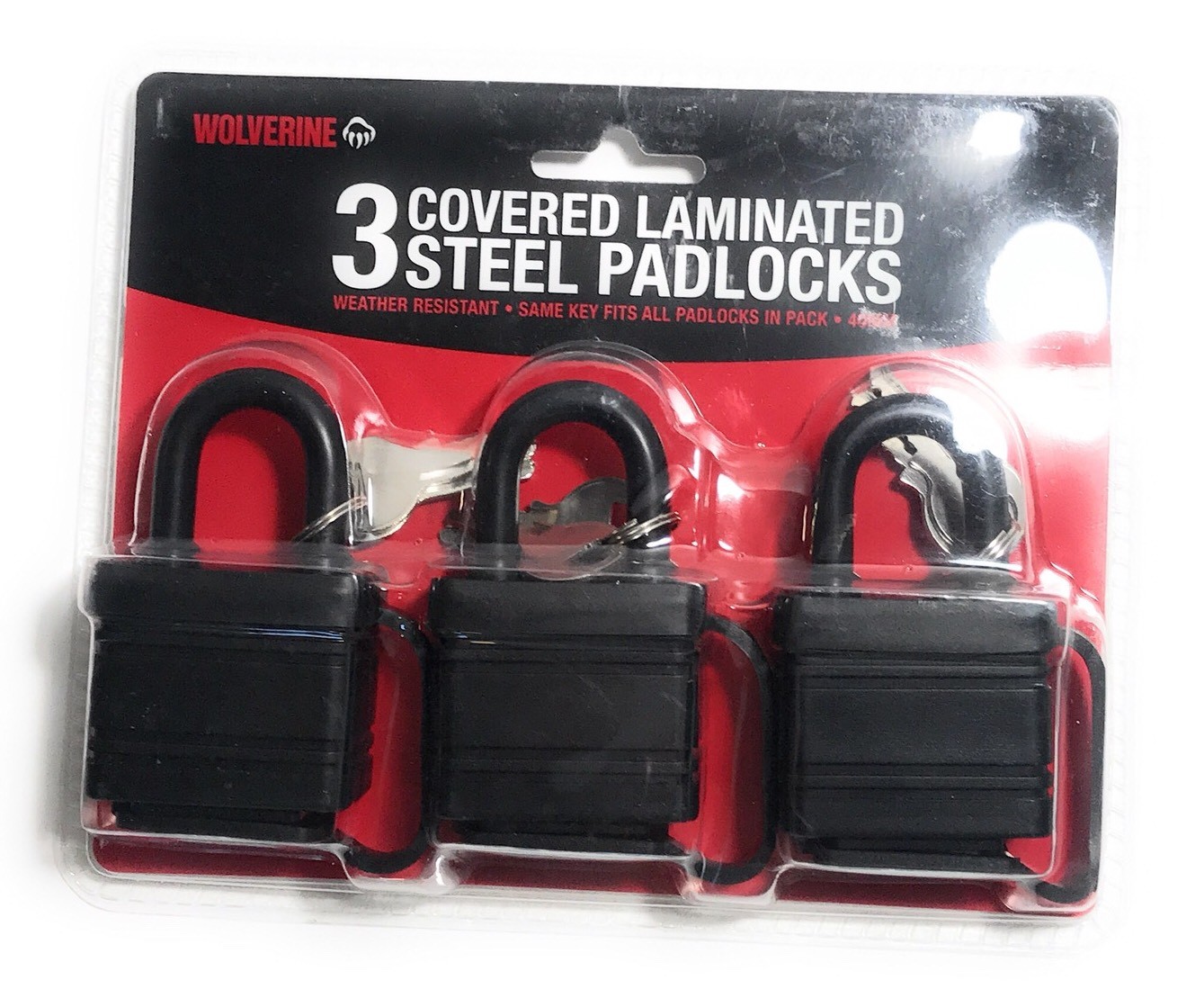 New Wolverine 3 Covered Laminated Steel Padlocks Weather Resistant