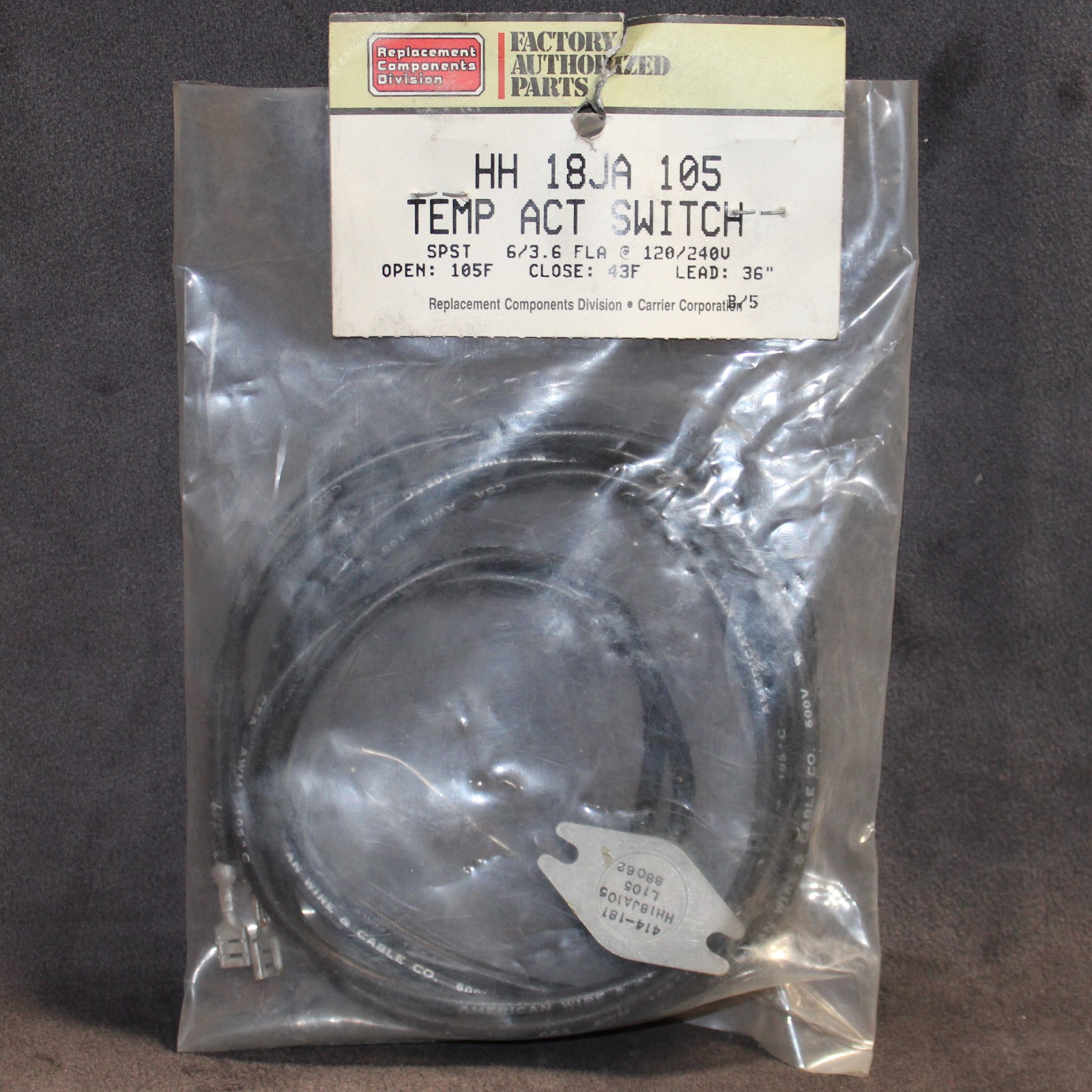 ~Discount HVAC~ CP-HH18JA105 - Carrier - Fan Cycling Thermostat 41418188062L105