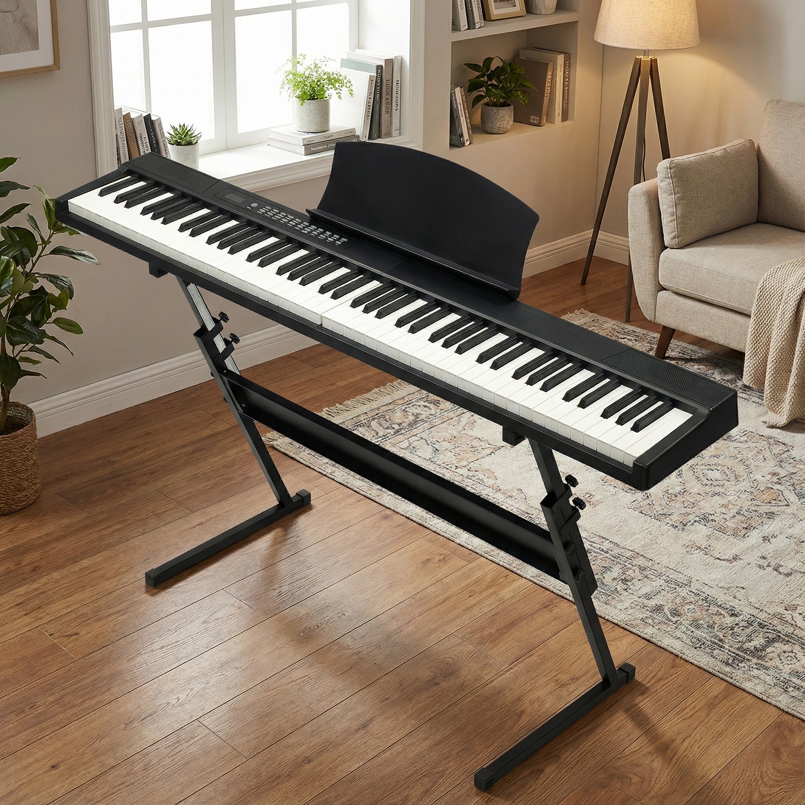 88 Key Magnetic Connection Piano Semi-Weighted Standard Digital Piano w/ Stand ~