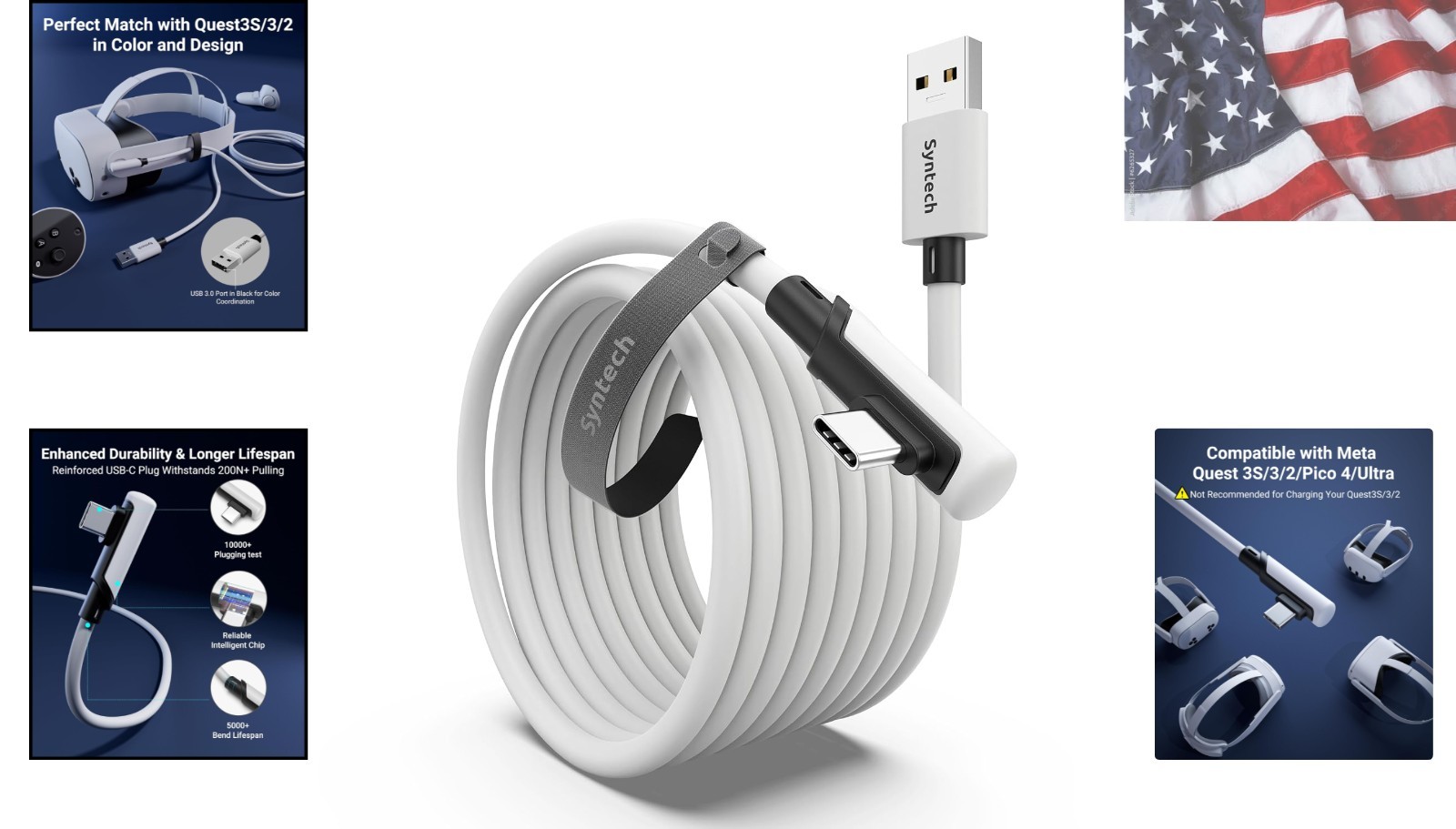 Link Cable 16FT for PCVR Compatible with Oculus/Quest 3/Meta Quest 3S, Quest2...